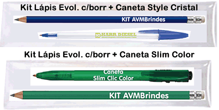 Kit lápis e canetas embalados personalizados 