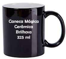Caneca Mágica de Cerâmica Brilhosa 325 ml,impressão 1 cor ou sublimação. AVM Brindes